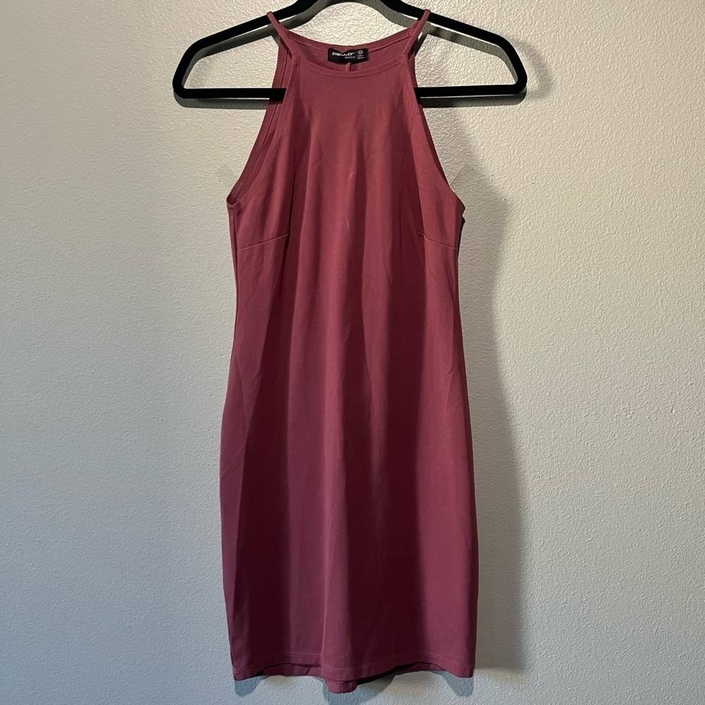 POPULAR BASICS- Mauve Pink Halter Top Mini Dress Size M